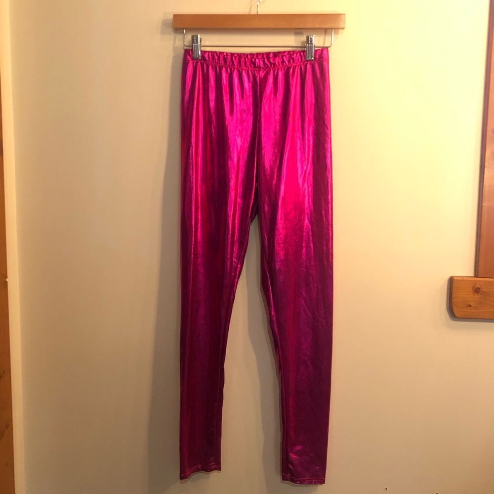 2 for 25$ Metallic shiny fuchsia pink leggings Dolls Kill S